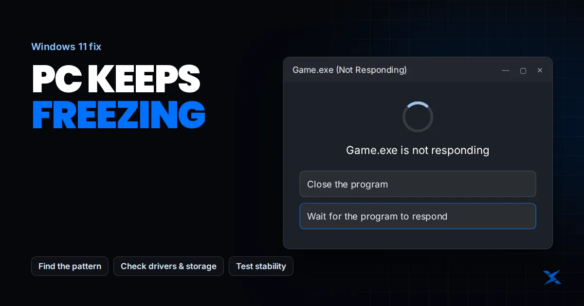A Windows program shown as not responding