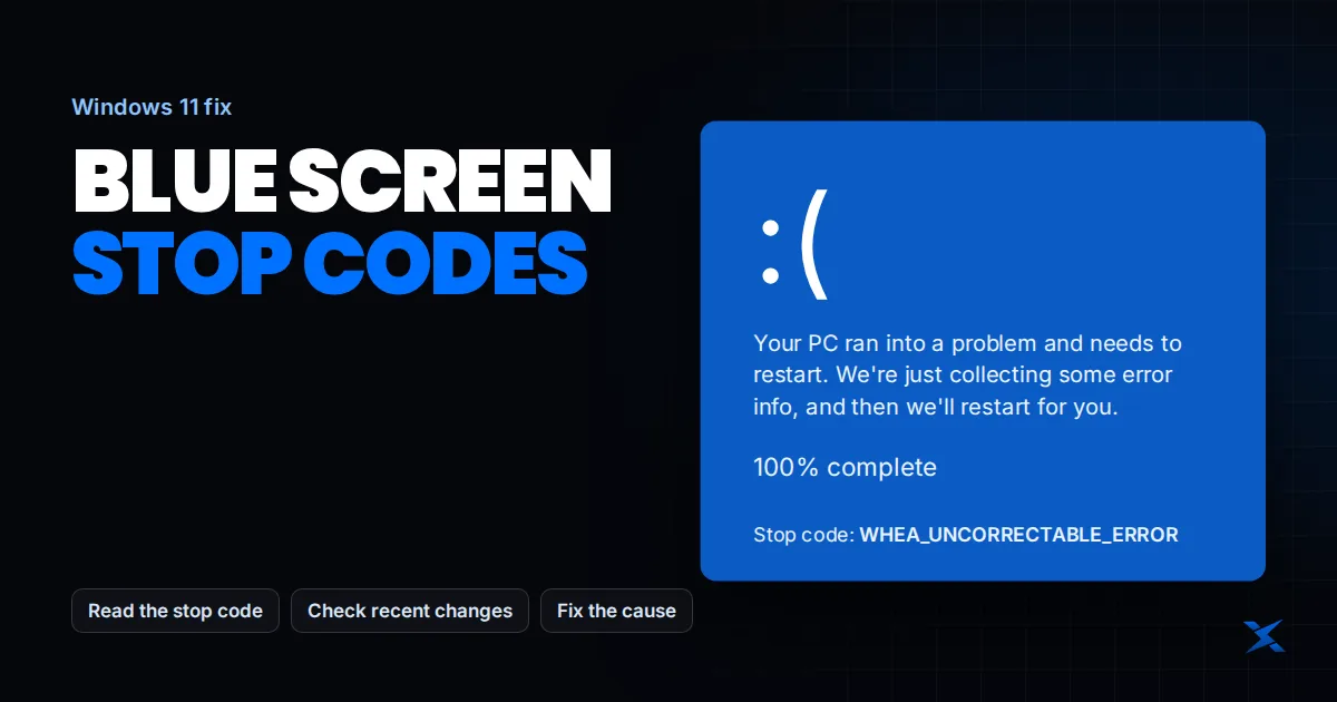 Windows 11 blue screen with a stop code